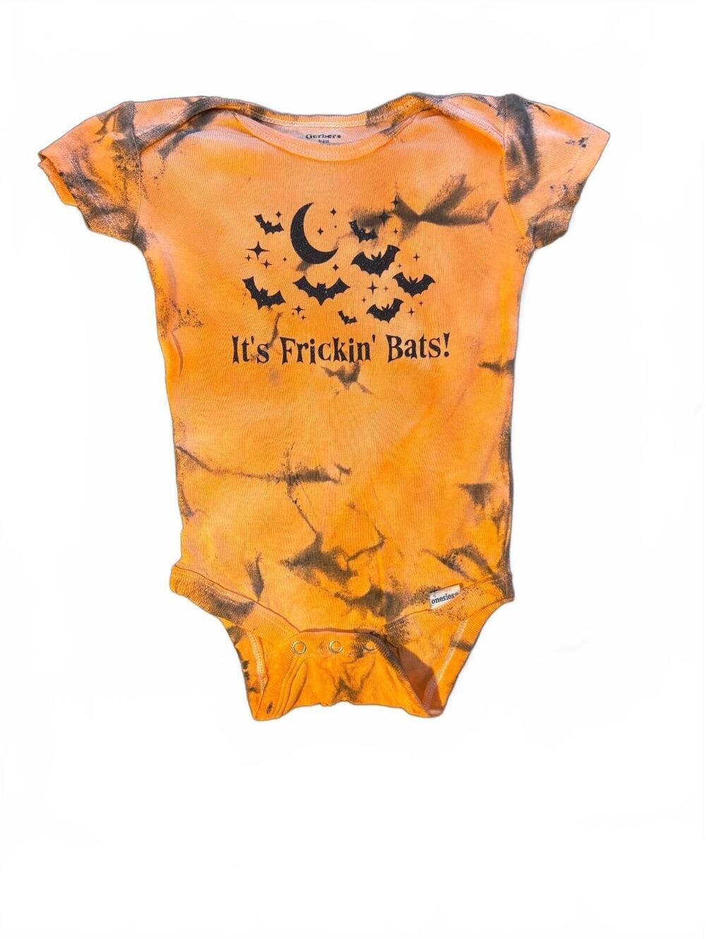 Custom Tie-Dye Halloween "It's Frickin' Bats" Baby Bodysuit